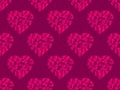 Polygonal hearts seamless pattern red color. Happy Valentine`s day, 14th of February. Bright hearts with gradient. Vector