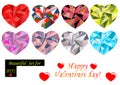 Polygonal hearts set