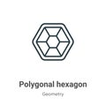 Polygonal hexagon outline vector icon. Thin line black polygonal hexagon icon, flat vector simple element illustration from