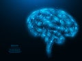 Polygonal human brain vector illustration on dark blue background Royalty Free Stock Photo