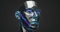 Polygonal human face structure with neon lights, perfect for illustrating deep learning concepts Royalty Free Stock Photo