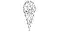 Wireframe Ice Cream Cone Low Poly Geometric Outline Royalty Free Stock Photo
