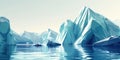 Polygonal iceberg image with reflections in the water. Digital artwork. AIG49. Royalty Free Stock Photo
