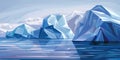 Polygonal iceberg image with reflections in the water. Digital artwork. AIG49. Royalty Free Stock Photo