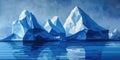 Polygonal iceberg image with reflections in the water. Digital artwork. AIG49. Royalty Free Stock Photo