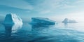 Polygonal iceberg image with reflections in the water. Digital artwork. AIG49. Royalty Free Stock Photo