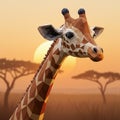 Polygonal illustration of a giraffe (Giraffa camelopardalis) head and neck against a Royalty Free Stock Photo
