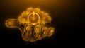 Polygonal illustration of a hand holding a cloud with a power symbol on a dark background Royalty Free Stock Photo