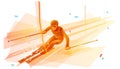 Polygonal illustration of man slalom skiing