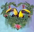 Polygonal Illustration Toucan bird and Amazon plants