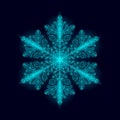 Polygonal low poly festive snowflake. Isolated 3D detailed render geometric triangle greeting card. Ice snow crystal