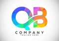 Polygonal low poly letter Q B Logo Design Vector Template. QB Letter Logo Royalty Free Stock Photo