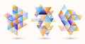 Polygonal low poly vector abstract designs set, artistic retro style backgrounds for ads or prints, covers or posters, banners or Royalty Free Stock Photo