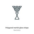 Polygonal martini glass shape outline vector icon. Thin line black polygonal martini glass shape icon, flat vector simple element Royalty Free Stock Photo