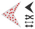 Polygonal Mesh Arrowhead Left Icon with Covid Elements