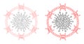 Mesh Barbed Coronavirus Zone Icon Variants in Polygonal Carcass Vector Style