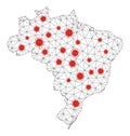 Polygonal 2D Mesh Vector Brazil Map with Coronavirus