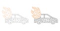 Mesh Burn Car Icon Variants in Polygonal Carcass Vector Style Royalty Free Stock Photo