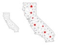 Polygonal 2D Mesh Vector California Map with Stars