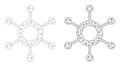 Mesh Central Connection Icon Versions in Polygonal Network Vector Style