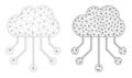 Mesh Cloud Links Icon Versions in Polygonal Wire Frame Vector Style Royalty Free Stock Photo