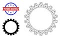 Polygonal Mesh Cogwheel Icon and Grunge Bicolor Power Saving Seal