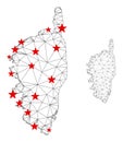 Polygonal 2D Mesh Vector Corsica France Island Map with Stars