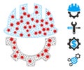 Polygonal Mesh Development Hardhat Pictogram with Infectious Elements Royalty Free Stock Photo
