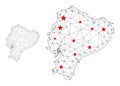 Polygonal Network Mesh Vector Ecuador Map with Stars