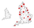 Polygonal 2D Mesh Vector England Map with Stars