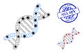 Polygonal Mesh Genetic Molecule Icons with Virus Elements and Rubber Round NSA Spy Seal