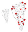 Polygonal Carcass Mesh Vector Gibraltar Map with Stars