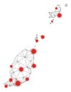Polygonal Network Mesh Vector Grenada Map with Coronavirus