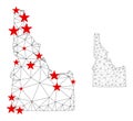 Polygonal Carcass Mesh Vector Idaho State Map with Stars