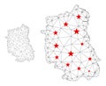 Polygonal Network Mesh Vector Lublin Voivodeship Map with Stars