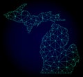 Polygonal 2D Mesh Vector Map of Michigan State Royalty Free Stock Photo