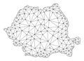 Polygonal Carcass Mesh Vector Map of Romania Royalty Free Stock Photo