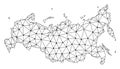 Polygonal Wire Frame Mesh Vector Map of Russia Royalty Free Stock Photo