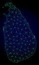 Polygonal Network Mesh Vector Map of Sri Lanka