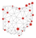 Polygonal Network Mesh Vector Ohio State Map with Coronavirus