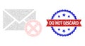 Polygonal Mesh Reject Leter Icon and Scratched Bicolor Do Not Discard Watermark