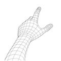 Polygonal Mesh or Wireframe Hand With Touch Gesture in Front of Viewer