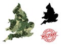 Polygonal Mosaic Map of England and Distress Military Stamp