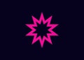 Polygonal multiple star illustration. Fluorescent pink violet polygonal multiple star vector icon on black background.