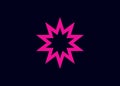 Polygonal multiple star illustration. Fluorescent pink violet polygonal multiple star vector icon on black background.