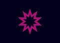 Polygonal multiple star illustration. Pink violet polygonal multiple star vector icon on black background.