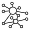 Polygonal net algorithm line icon, neural network concept. Vector graphics. Data graph cloud, deep learning sign on Royalty Free Stock Photo