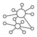 Polygonal net algorithm thin line icon, neural network concept. Vector graphics. Data graph cloud, deep learning sign on Royalty Free Stock Photo