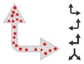 Polygonal Network Bifurcation Arrow Right Up Pictogram with Pathogen Elements