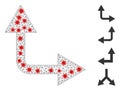 Polygonal Network Bifurcation Arrow Right Up Pictogram with Pathogen Elements